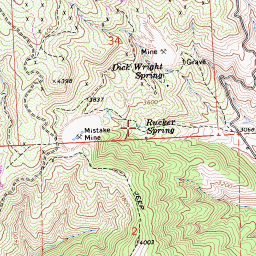 Topographic Map of Rucker Spring, CA
