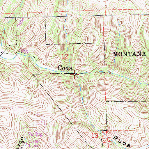 Topographic Map of Ruda Canyon, CA