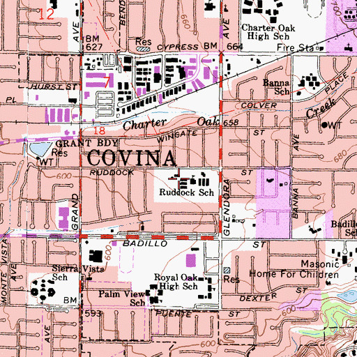 Topographic Map of Sonrise Christian School, CA