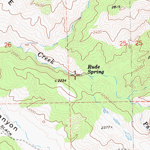 Topographic Map of Rude Spring, CA