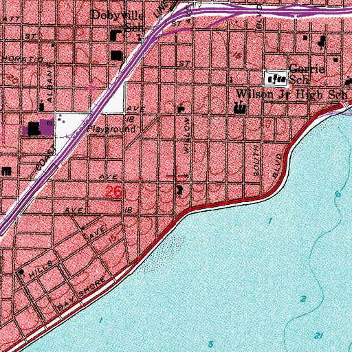 Topographic Map of West Hyde Park, FL