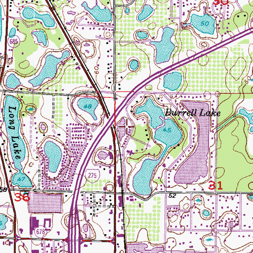 Topographic Map of West Lake Burrell Estates, FL