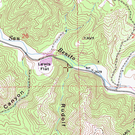 Topographic Map of Rudolf Canyon, CA
