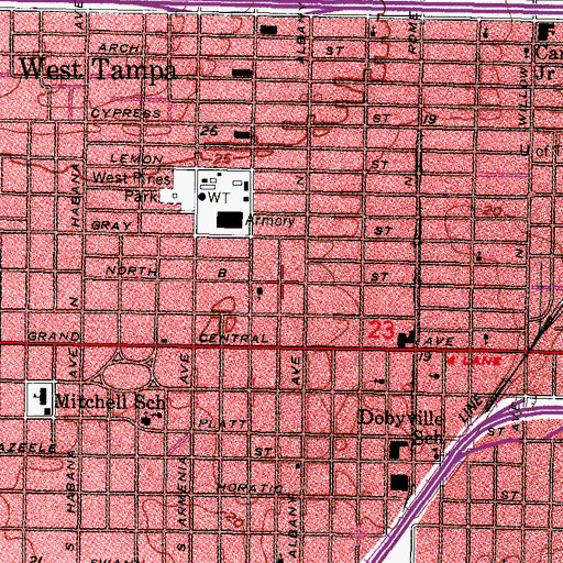 Topographic Map of West Land, FL