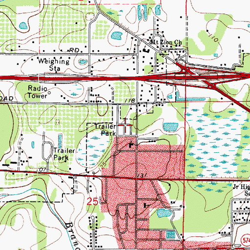 Topographic Map of West Pines Village Mobile Home Park, FL