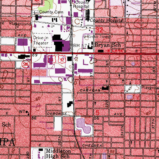 Topographic Map of West Rosedale, FL