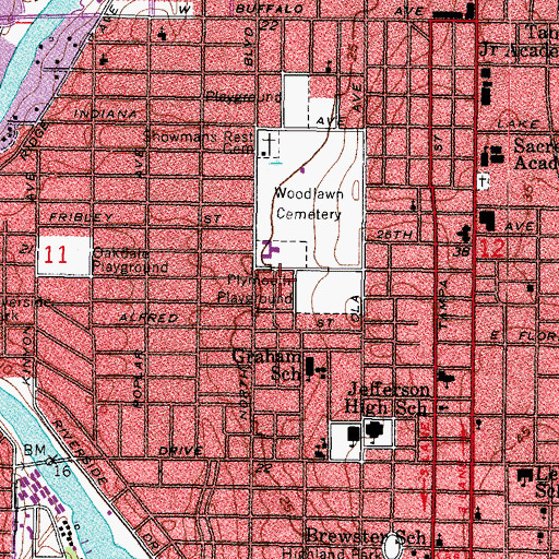 Topographic Map of Western Heights, FL