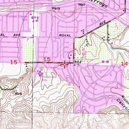 Topographic Map of Runkle Canyon, CA