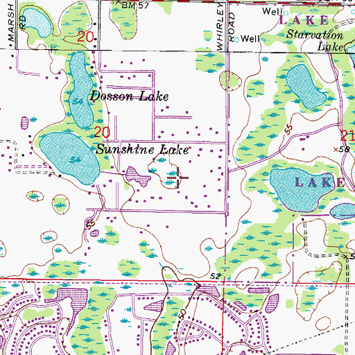 Topographic Map of Whirley Estates, FL