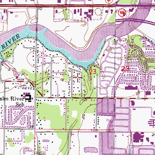 Topographic Map of Whispering Pines Estates, FL