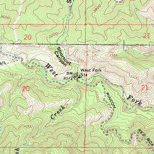 Topographic Map of Rush Creek, CA