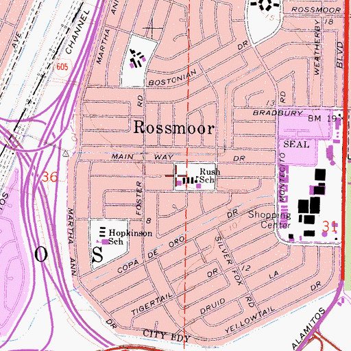 Topographic Map of Rush School, CA