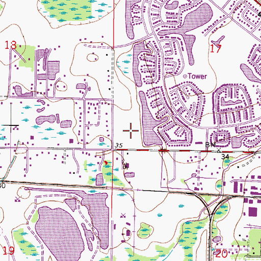 Topographic Map of Wildewood Village, FL