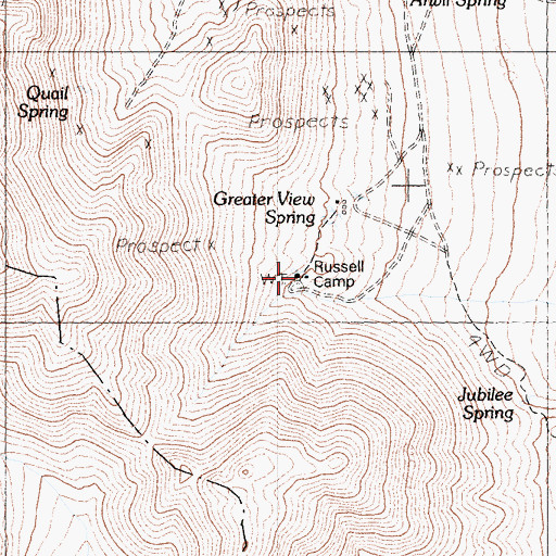 Topographic Map of Russell Camp, CA