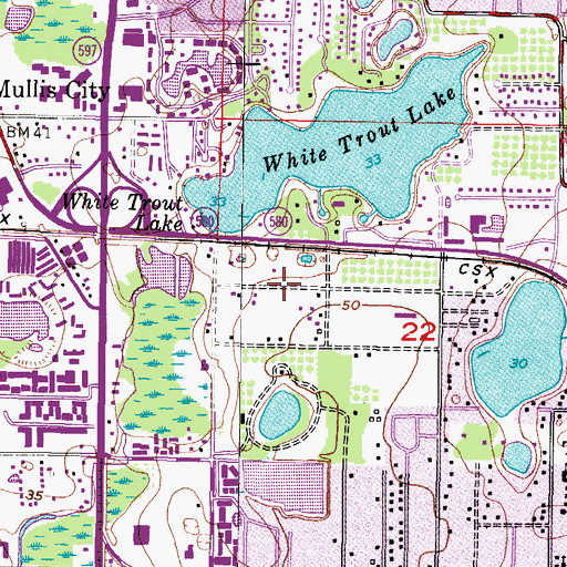 Topographic Map of Wilma Farms, FL