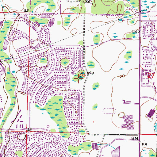 Topographic Map of Woodacre Estates of Northdale, FL