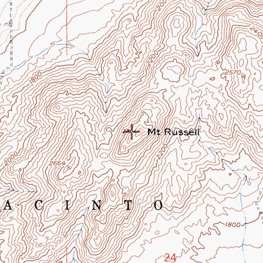 Topographic Map of Mount Russell, CA