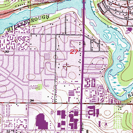 Topographic Map of Woodfield Estates, FL