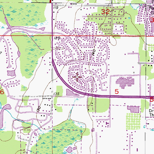 Topographic Map of Woodfield Village, FL