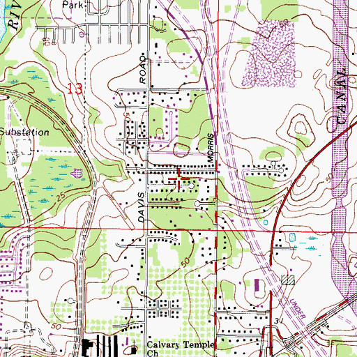 Topographic Map of Woodland Park Acres, FL