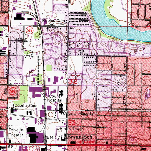 Topographic Map of Woodland Terrace, FL