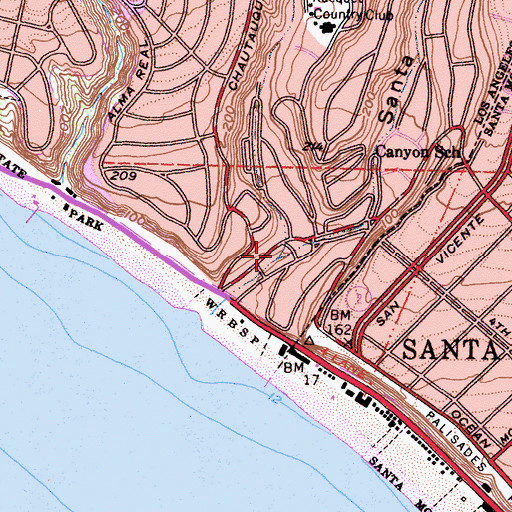 Topographic Map of Rustic Canyon, CA