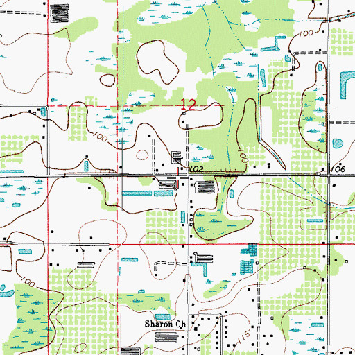Topographic Map of Young Acres, FL