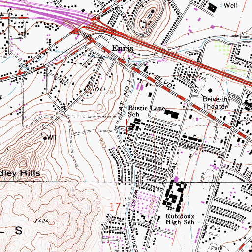 Topographic Map of Rustic Lane Elementary School, CA
