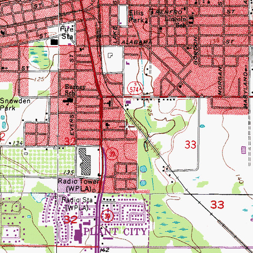 Topographic Map of Schneider, FL