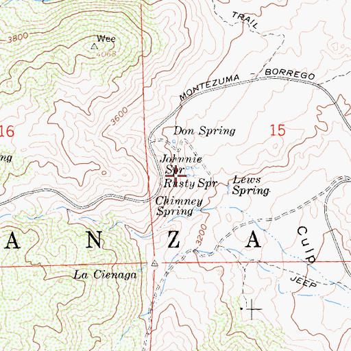 Topographic Map of Rusty Spring, CA