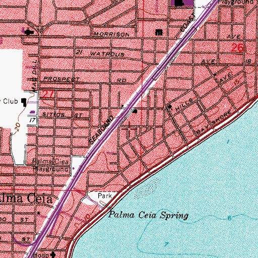 Topographic Map of Seabreeze, FL