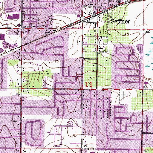 Topographic Map of Seffner Ridge Estates, FL