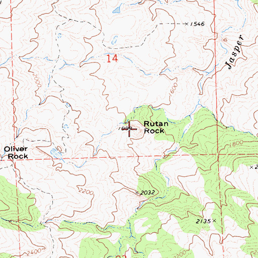 Topographic Map of Rutan Rock, CA