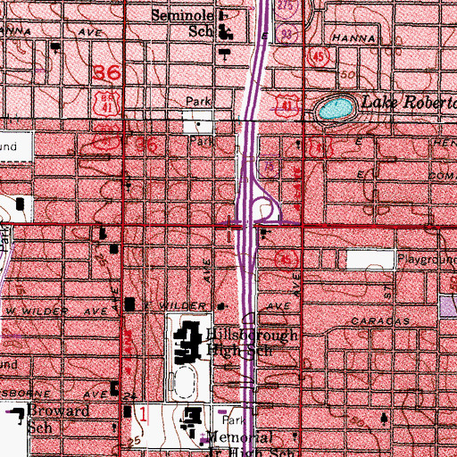 Topographic Map of Seminole Heights East, FL