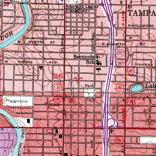 Topographic Map of Seminole Heights North, FL