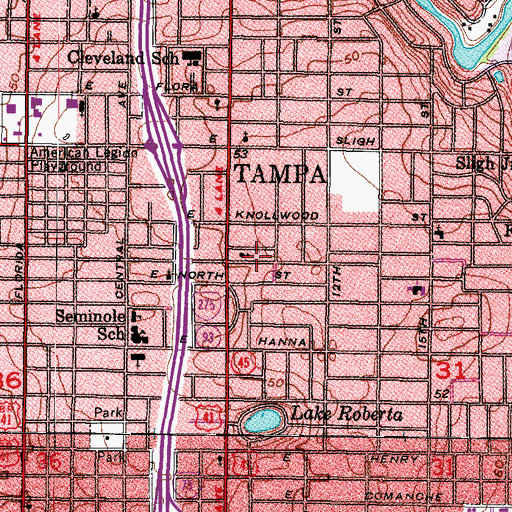 Topographic Map of Seminole Terrace, FL
