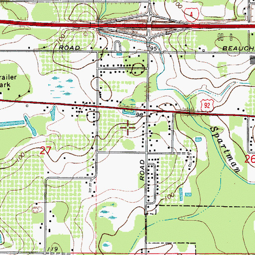 Topographic Map of Shackelford Estates, FL