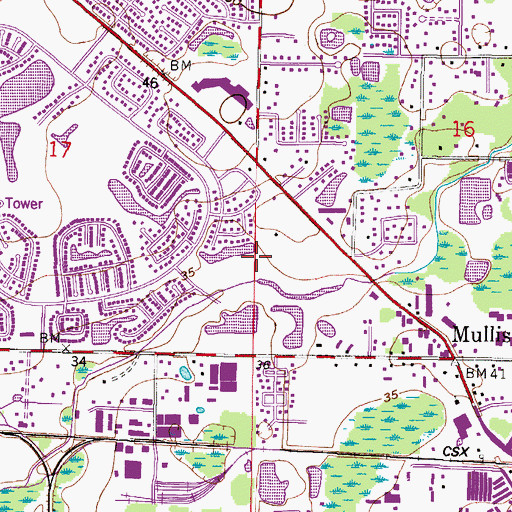 Topographic Map of Shadberry Village, FL