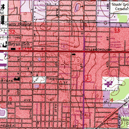 Topographic Map of Shadowlawn Village, FL