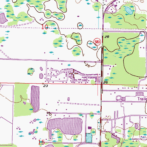 Topographic Map of Sheldon West Mobile Home Community, FL