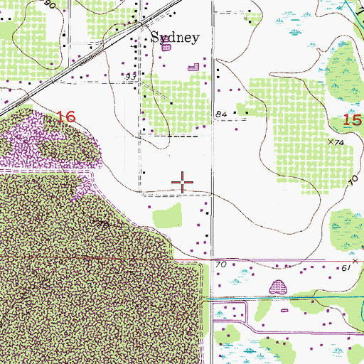 Topographic Map of Sidney Highlands, FL