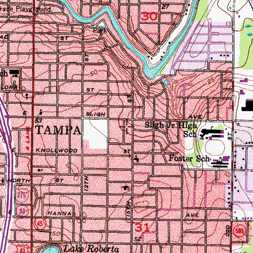 Topographic Map of Silver Bluff Estates, FL