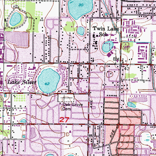 Topographic Map of Silver Lake Estates, FL