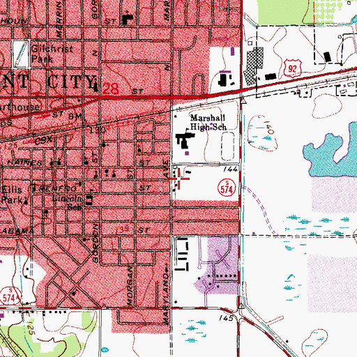 Topographic Map of South Farmington, FL