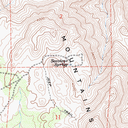 Topographic Map of Sacotone Spring, CA