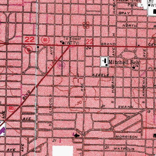 Topographic Map of Southern Oaks, FL