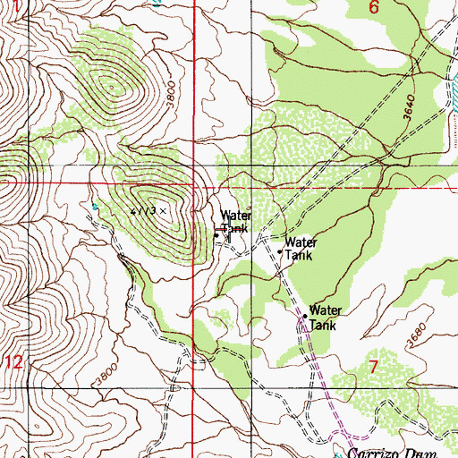 Topographic Map of Carrizo Ranch, AZ