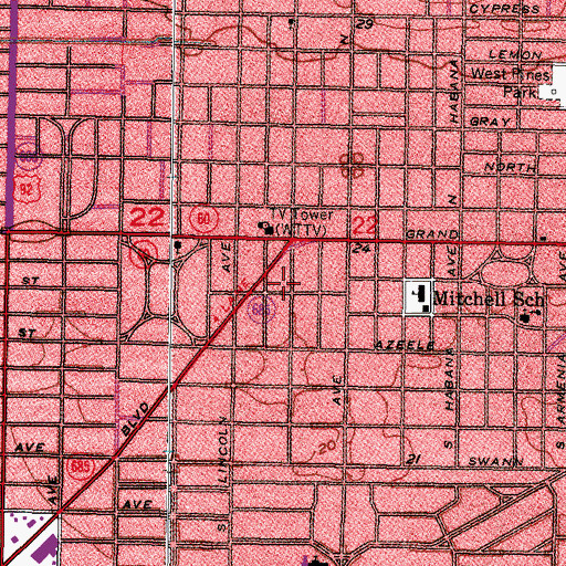 Topographic Map of Southern Pines, FL