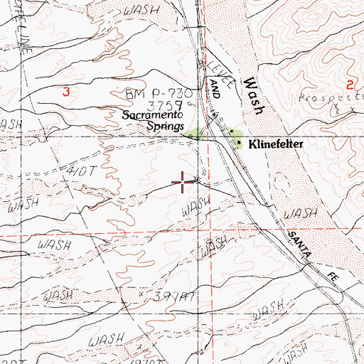 Topographic Map of Sacramento Springs, CA