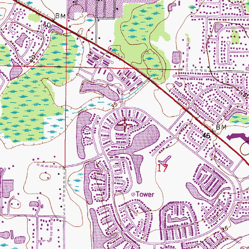 Topographic Map of Springwood Village, FL